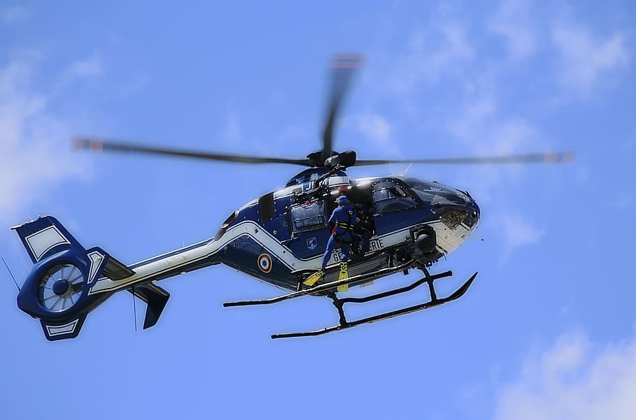 helicopter, national gendarmerie, rescue, frogman, flight, demonstration, HD wallpaper