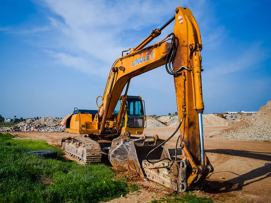 heavy machine, equipment, machinery, construction, yellow, development HD wallpaper