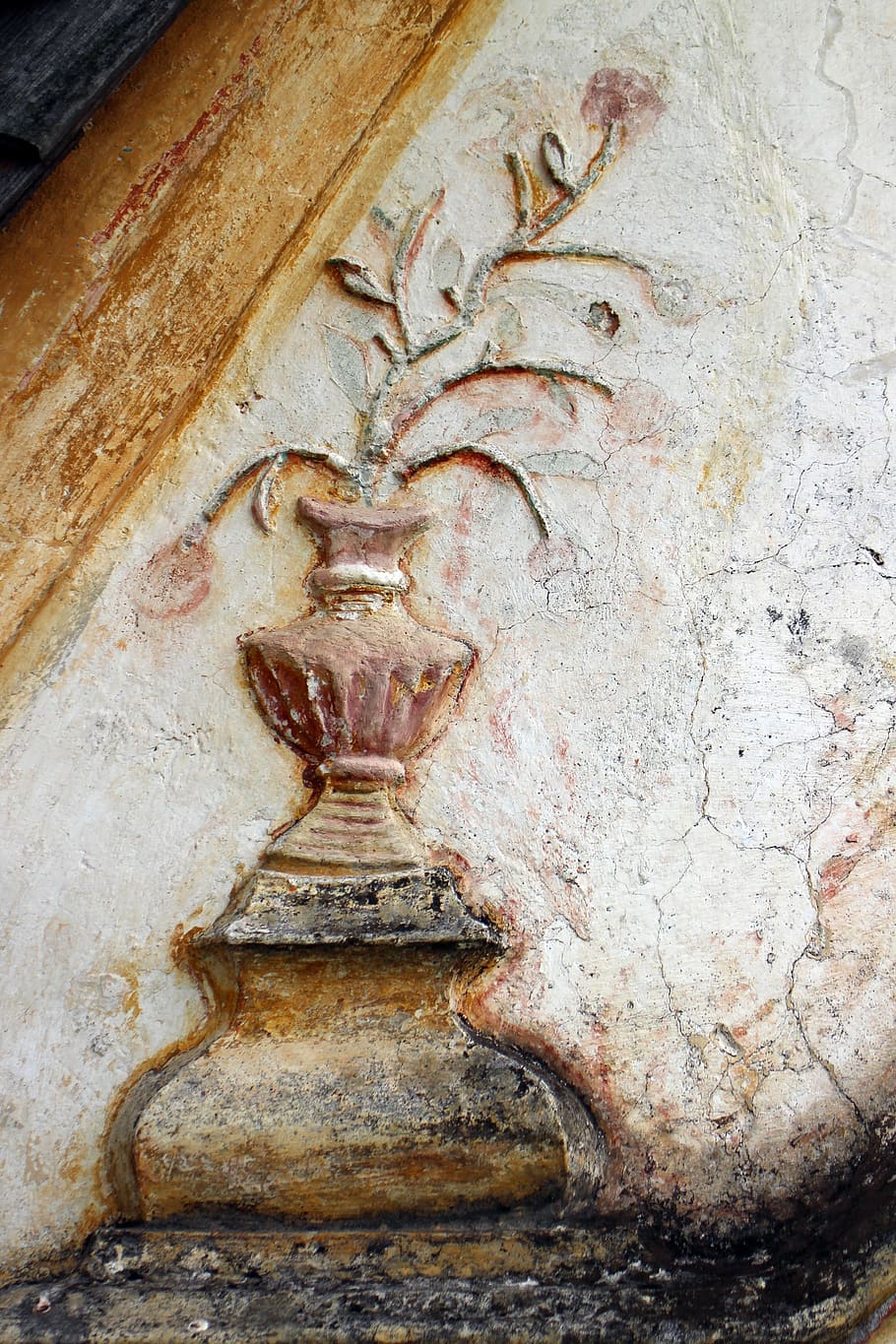 ornament, relief, engraving, wall, stone, flower, vase, facade HD wallpaper