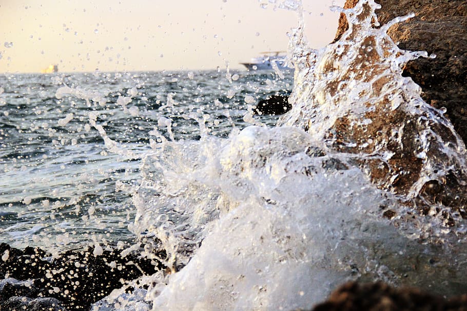 cliffs, sea, coast, water, wave, motion, splashing, nature HD wallpaper
