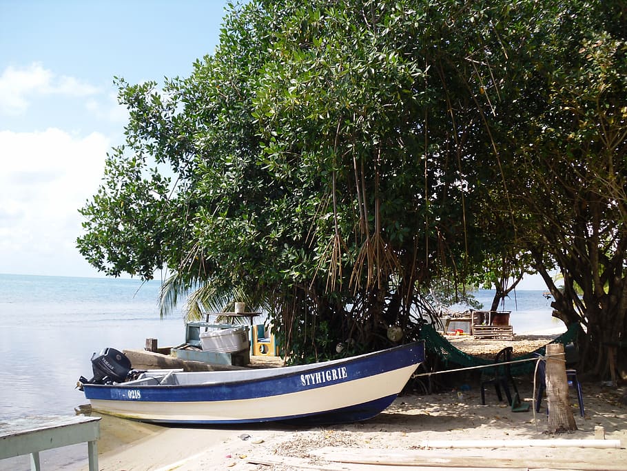 Boat, Beach, Tropical, Travel, belize, coast, ocean, caribbean HD wallpaper