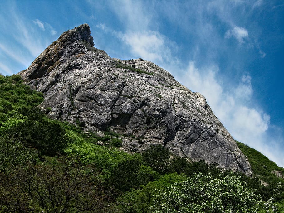 gray rock formation, crimea, mountain, sky, landscape, nature HD wallpaper