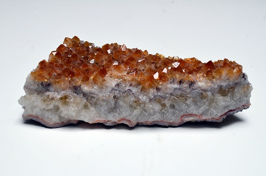 brown and gray stone, citrine, cluster, crystal, mineral, seafood HD wallpaper