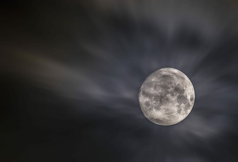 photo of full moon, night, cloud, moonlight, dark, moody, astro HD wallpaper