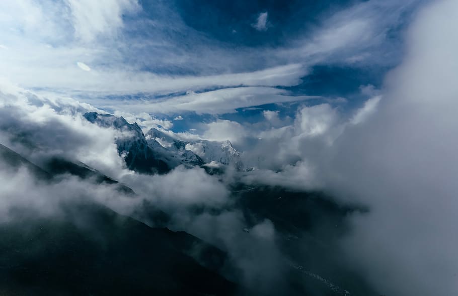 mountains covered with clouds, aerial photography of cumulus clouds during daytime, HD wallpaper