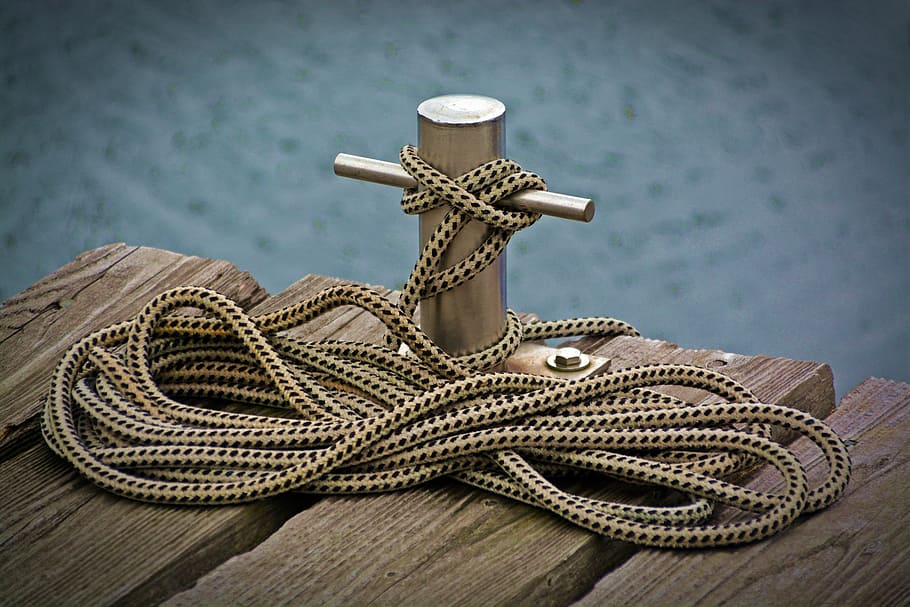 gray metal dock anchor, web, dew, detention, tied down, fixing, HD wallpaper