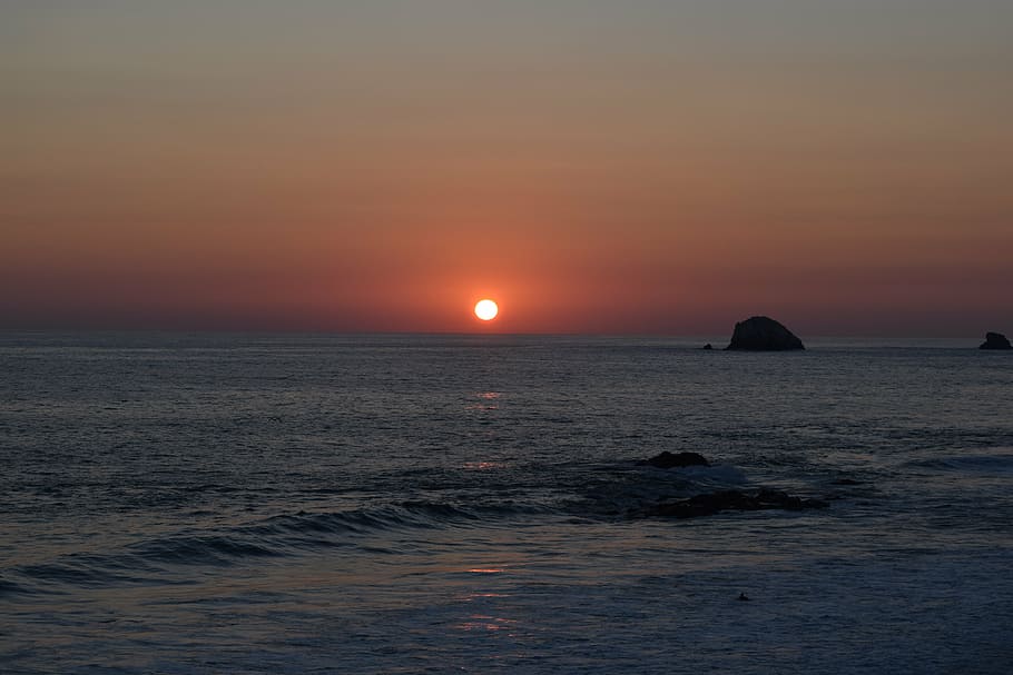 sea at golden hour, sunset, beach, mexico, zipolite, oaxaca HD wallpaper