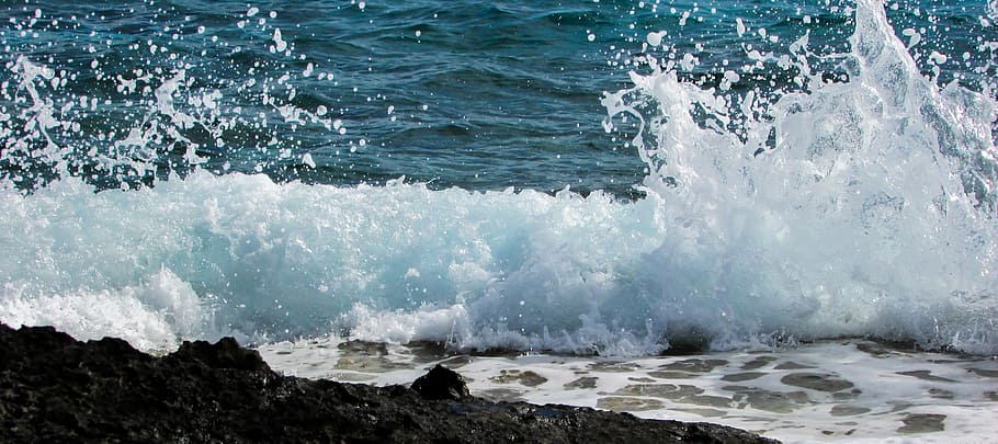 Wave, Smashing, Foam, Spray, Energy, water, splash, liquid HD wallpaper