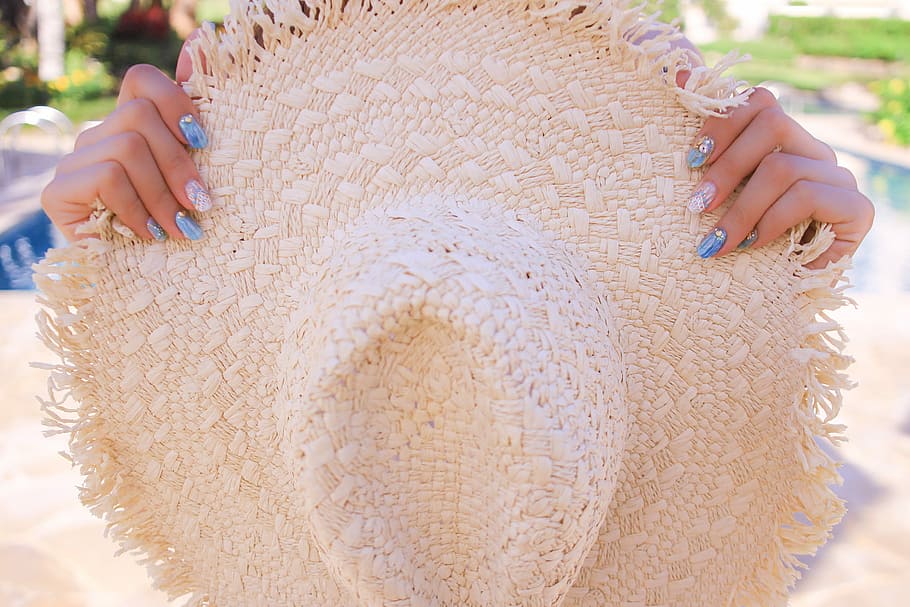 person holding white straw hat, nature, summer, tropical Climate HD wallpaper