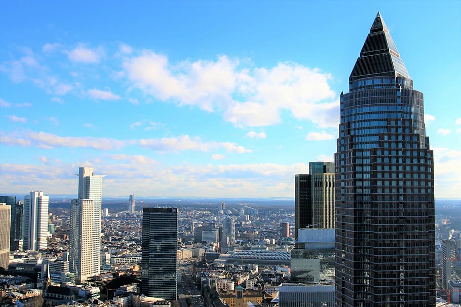 aerial photography of high-rise and low-rise buildings, skyscraper HD wallpaper