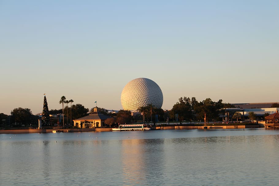 round building near body of water, Epcot, Disney, Orlando, Theme Park