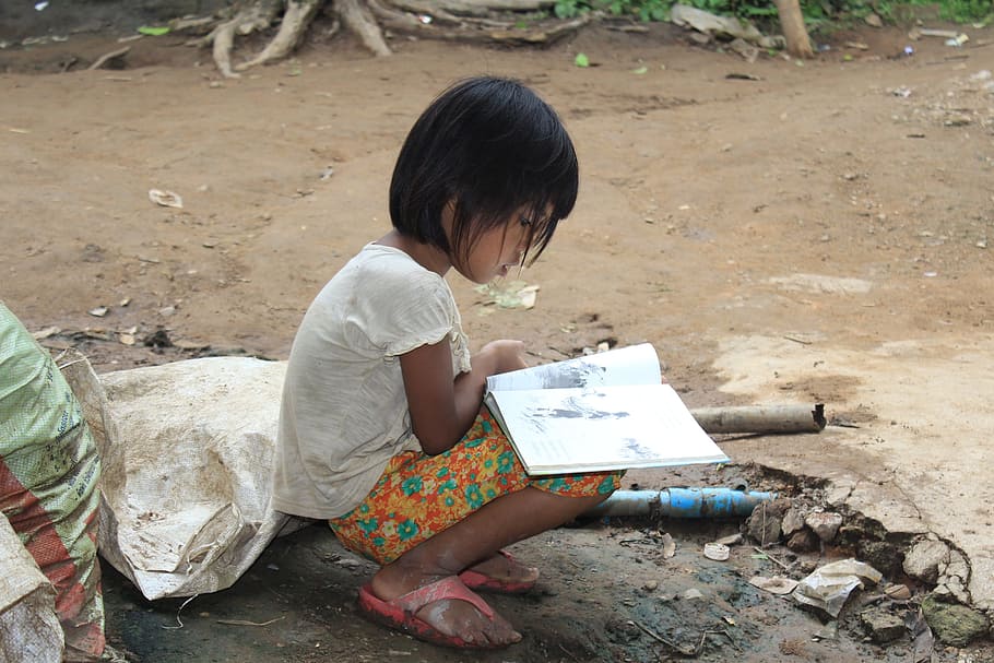 kid, reading, book, learning, girl, one person, real people HD wallpaper