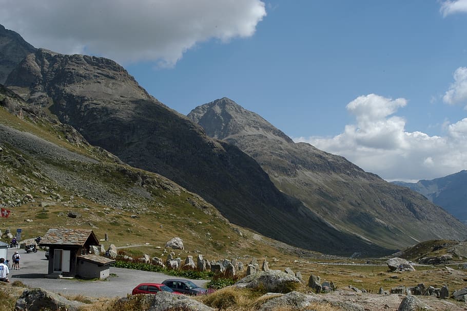 julier pass, switzerland, landscape, alps, mountains, nature, HD wallpaper