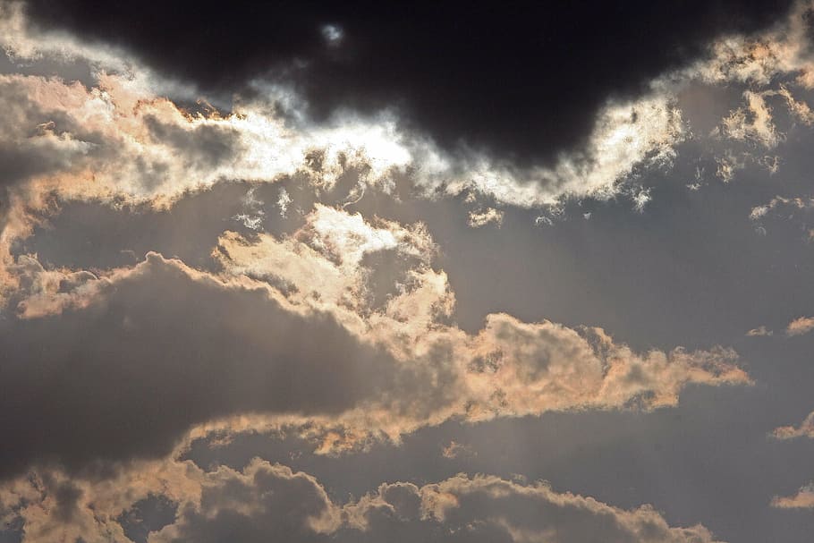 clouds taken at hour glass, glistening clouds, sky, dark, light HD wallpaper