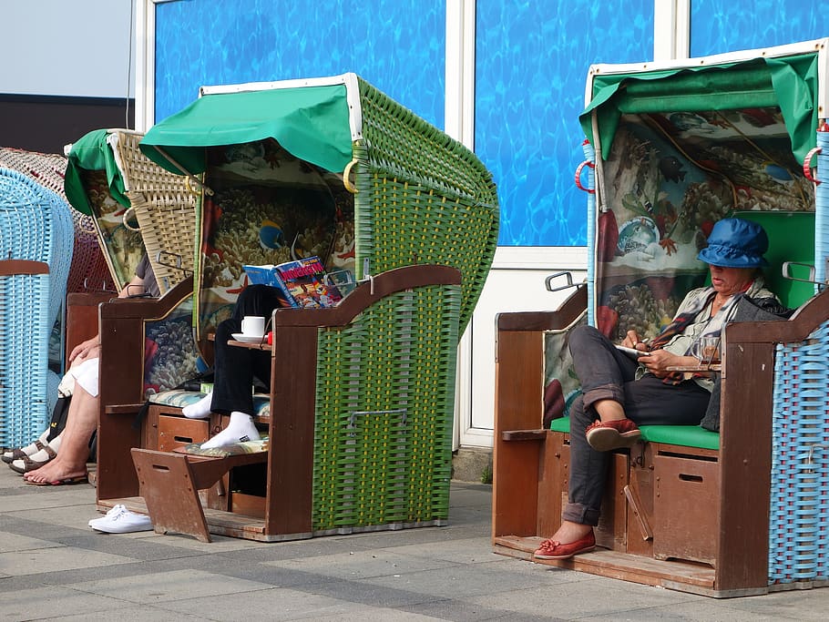 beach chair, human, leisure, enjoy, people, wind protection, HD wallpaper