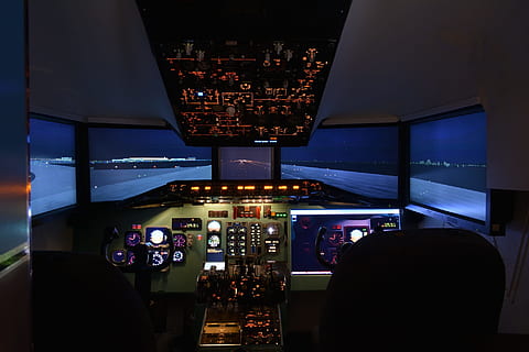 Simulator, Aviation, Md-80, Dc9, the md-80, the cockpit, flight simulator HD wallpaper