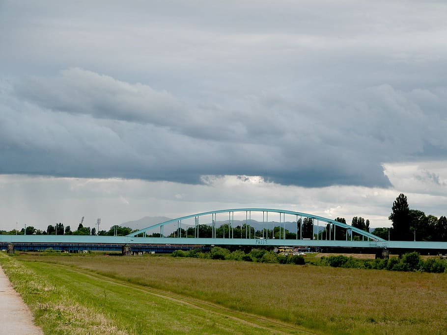 bridge, city, sky, clouds, view, cloud - sky, architecture HD wallpaper