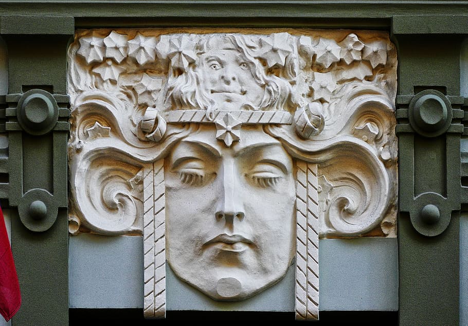 close-up of white mid-relief art, art nouveau, facade, detail, HD wallpaper