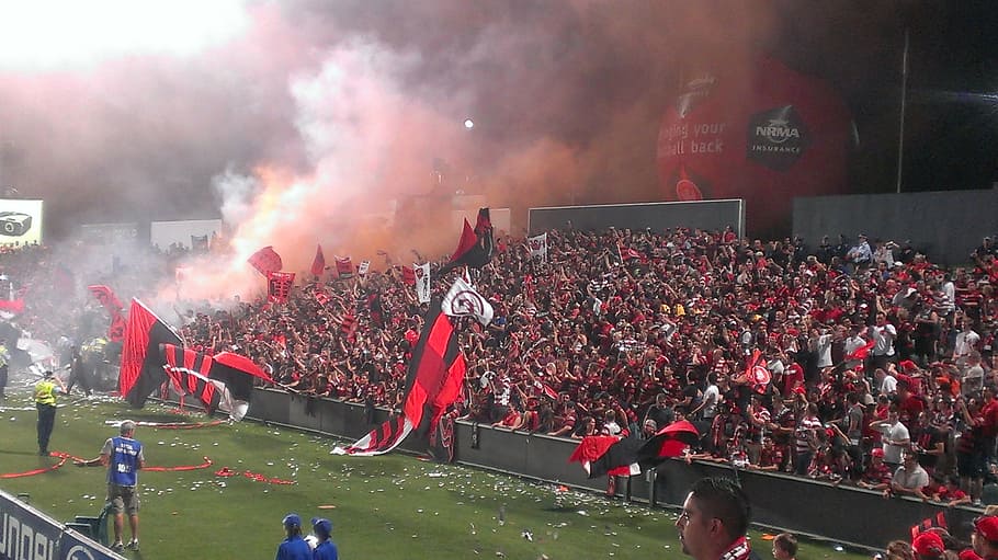 football, fans, soccer, rbb, wsw, sydney, flares, flags, riot, HD wallpaper