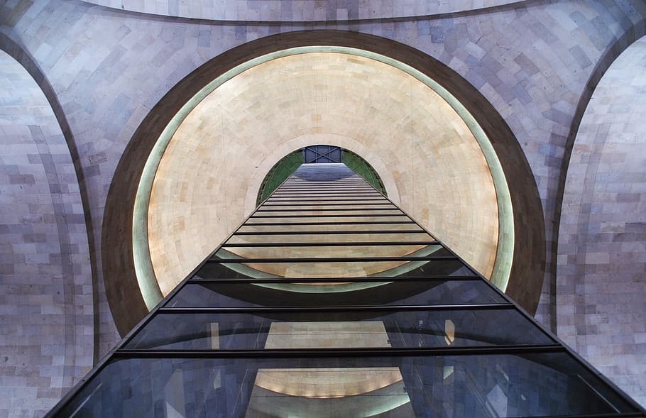 worms eye view photography of tower, modern, elevator, lift HD wallpaper