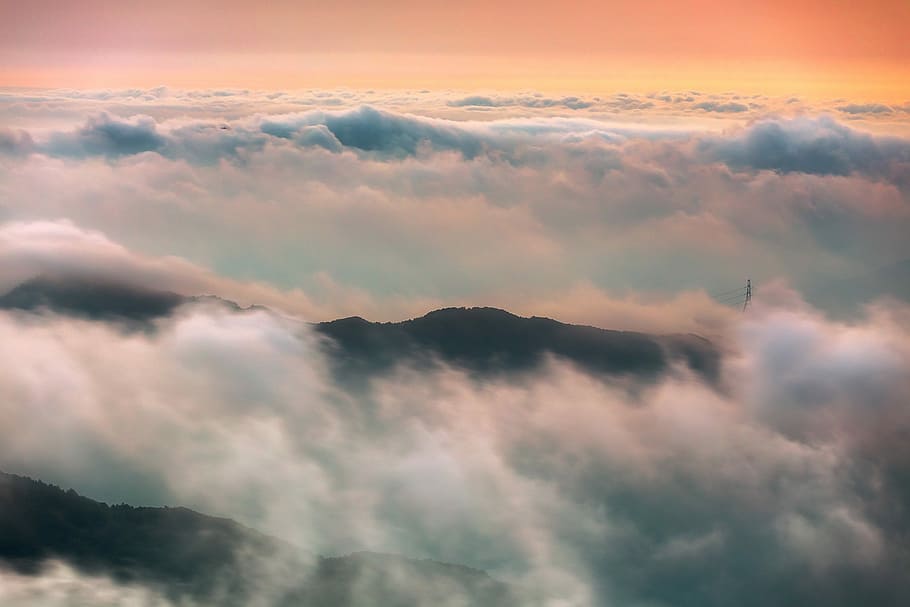birds eye view photography of clouds, Surname, Mist, Sun, Sky, HD wallpaper