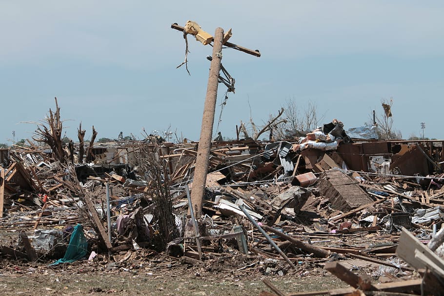 dump of scrap metal and component lot, moore, oklahoma, tornado HD wallpaper
