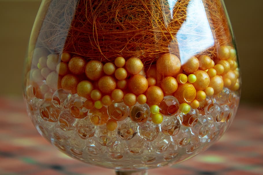 glass, sphere, balls, container, orange, food, food and drink HD wallpaper