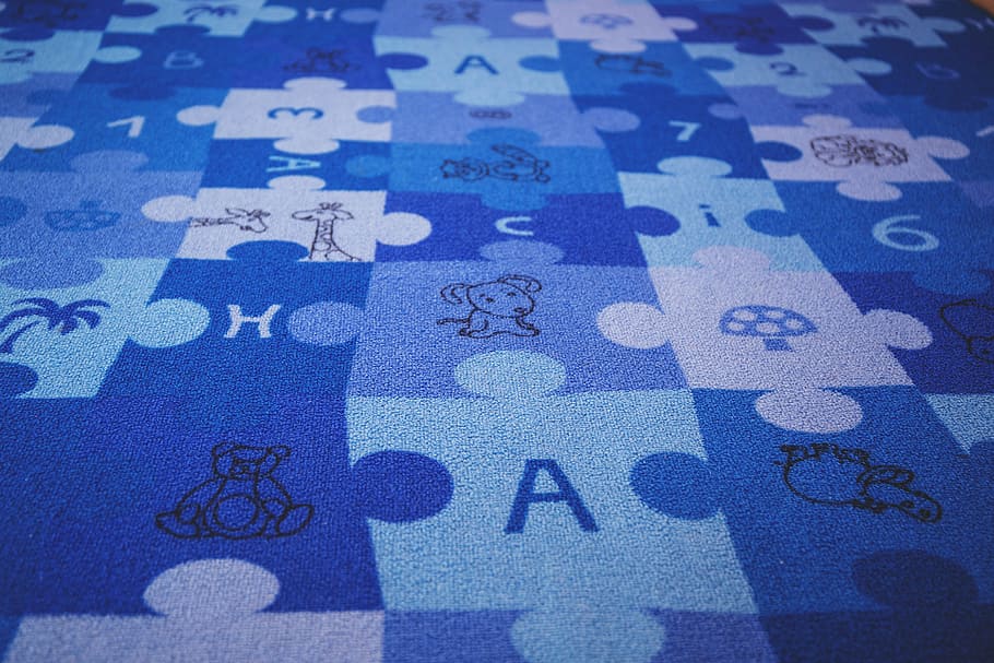 blue, puzzle, carpet, letters, numbers, children, full frame HD wallpaper