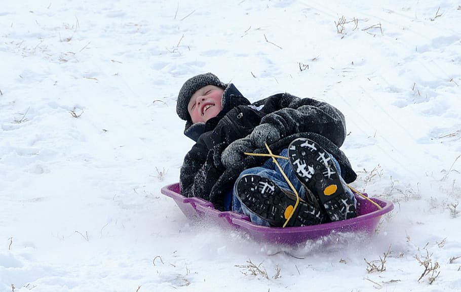 Snow, Winter, Cold, Sledding, Season, fun, happy, child, christmas HD wallpaper