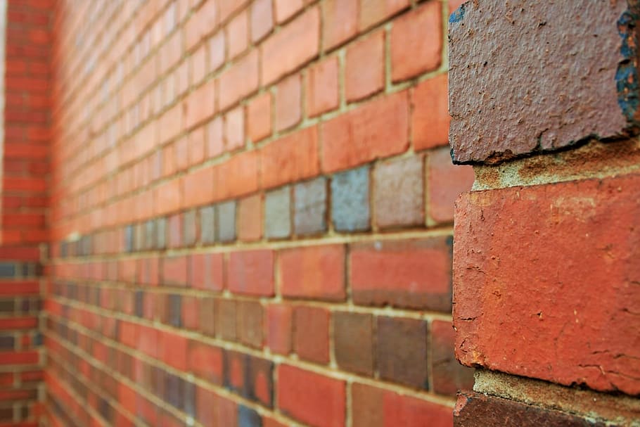 Bricks, Rows, Diminishing, Wall, red, block, brickwork, construction HD wallpaper