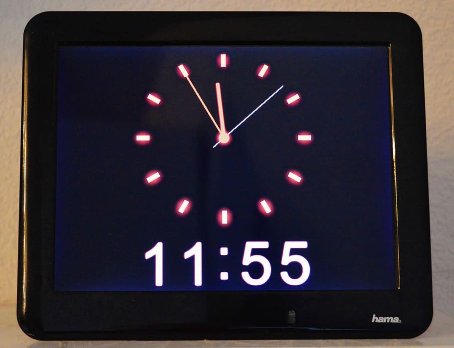 Clock, Electronic, Time, time indicating, 5 vor 12, no people HD wallpaper