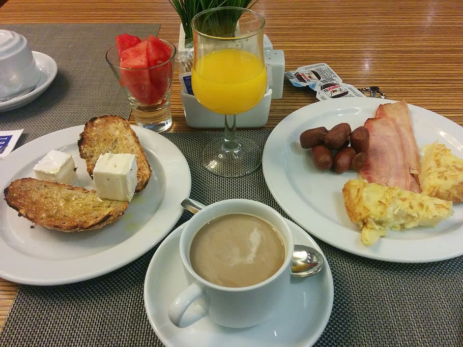 Breakfast, Hotel, Buffet, food and drink, plate, bread, indoors HD wallpaper