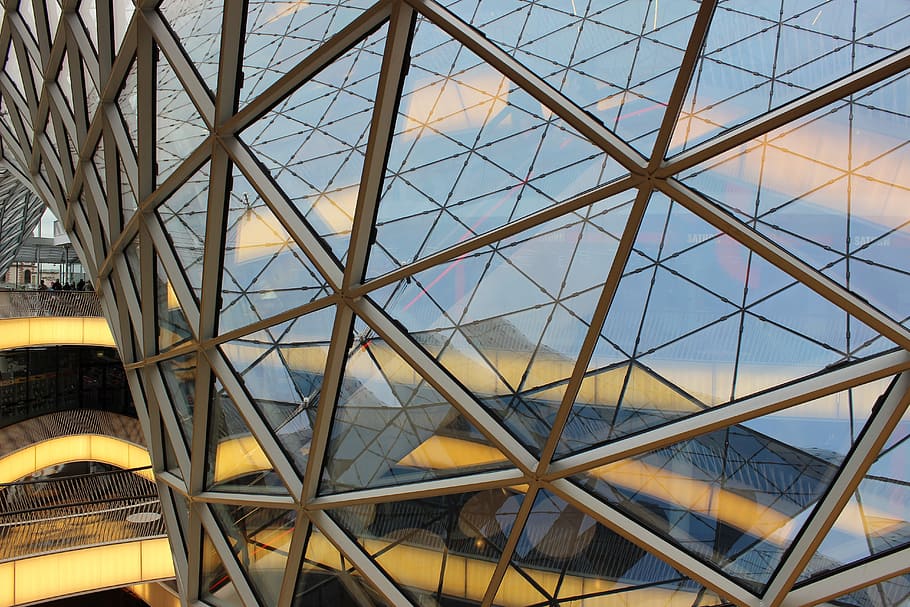 architecture, frankfurt, perspective, interior, shopping center HD wallpaper