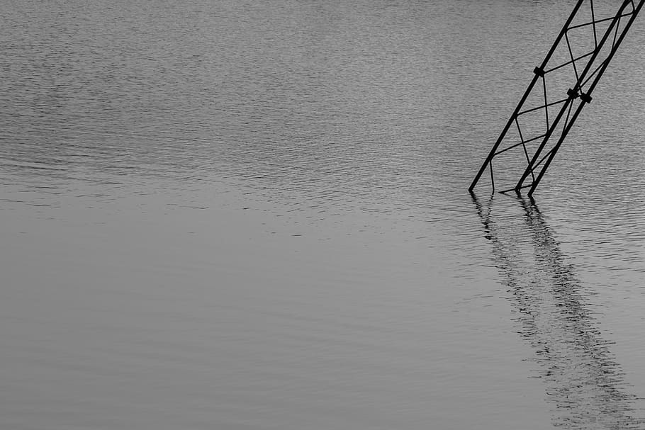 water, triangle, holder, mast, steel, texture, nature, tranquility HD wallpaper