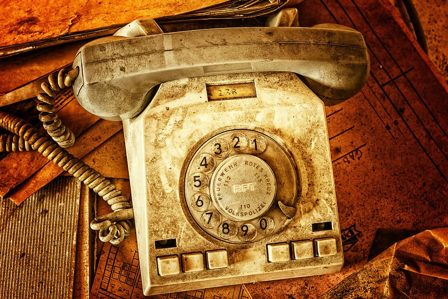 close-up photo of white and brown rotary phone, Dial, Old, Telephone Handset, HD wallpaper