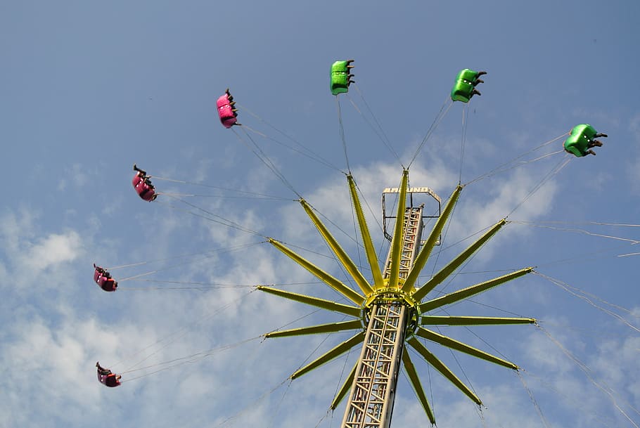 Funfair, Ride, High, Amusement, park, holiday, outdoors, vacation HD wallpaper