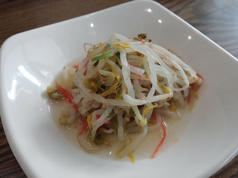 mung bean sprout, sprouts, bean sprouts, side dish, bob, dining room HD wallpaper