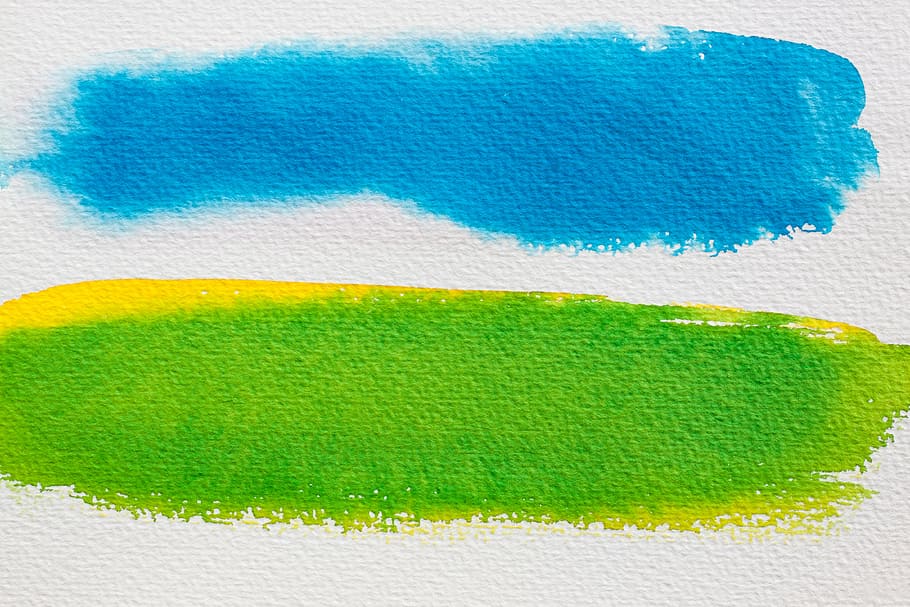 two green and blue water colors, watercolour, painting technique