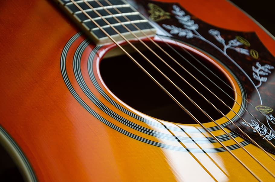 closeup photo of sunburst guitar, Music, Band, Bands, Close Up
