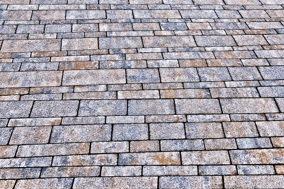 brown and gray wall bricks, slabs, patch, flooring, paved, background HD wallpaper