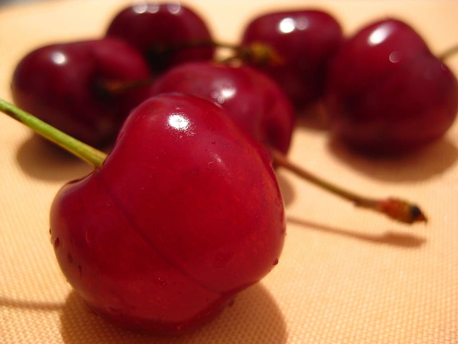 Cherries, Ripe, Red, Fruit, Fresh, healthy, sweet, natural HD wallpaper