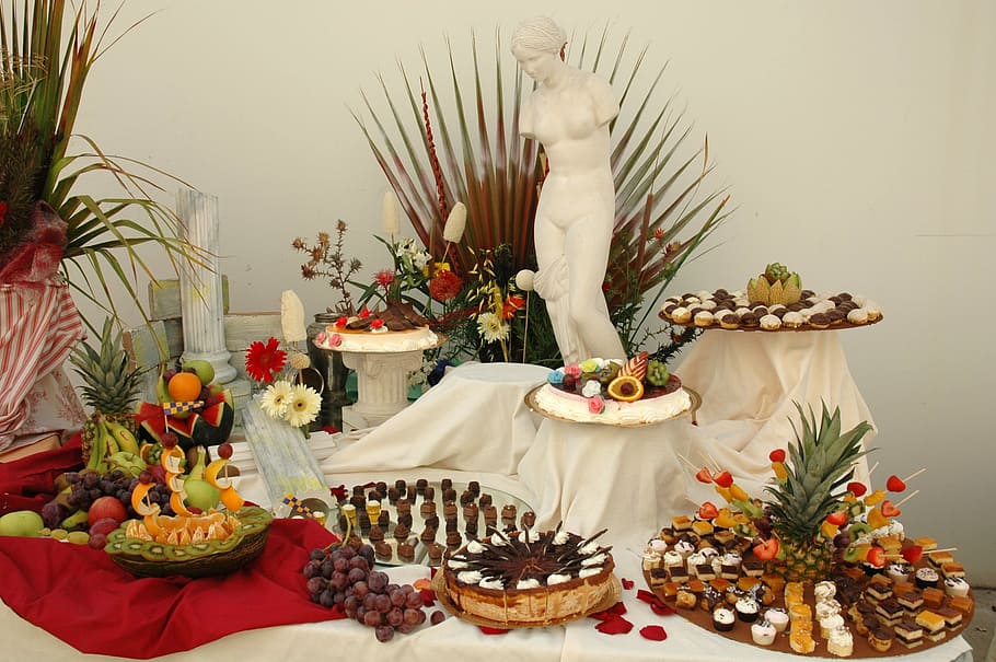 buffet, sculpture, wedding, celebration, food and drink, decoration HD wallpaper