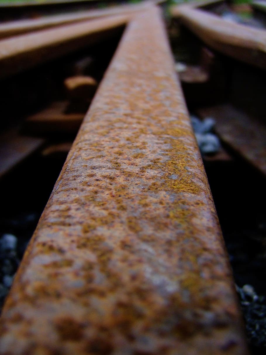 rails, rust, railway, railroad, steel, iron, transport, industrial HD wallpaper