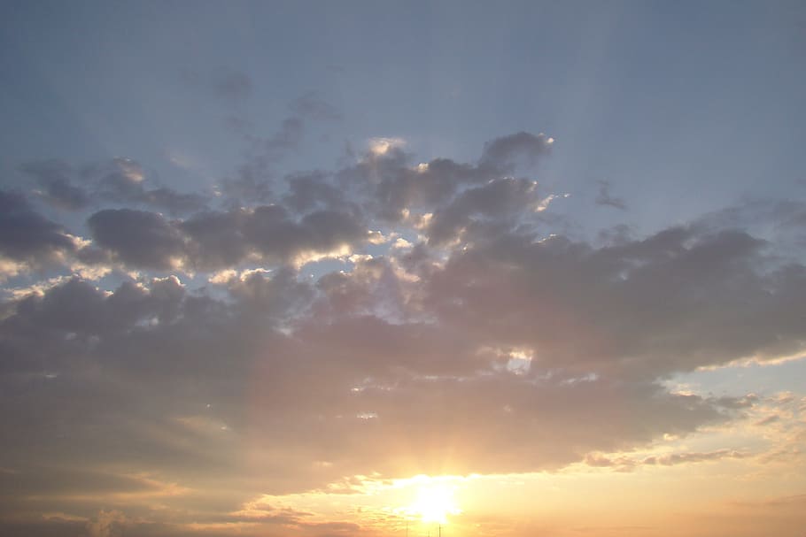 sky, clouds, sunrise, rays, cloud - sky, scenics - nature, beauty in nature HD wallpaper