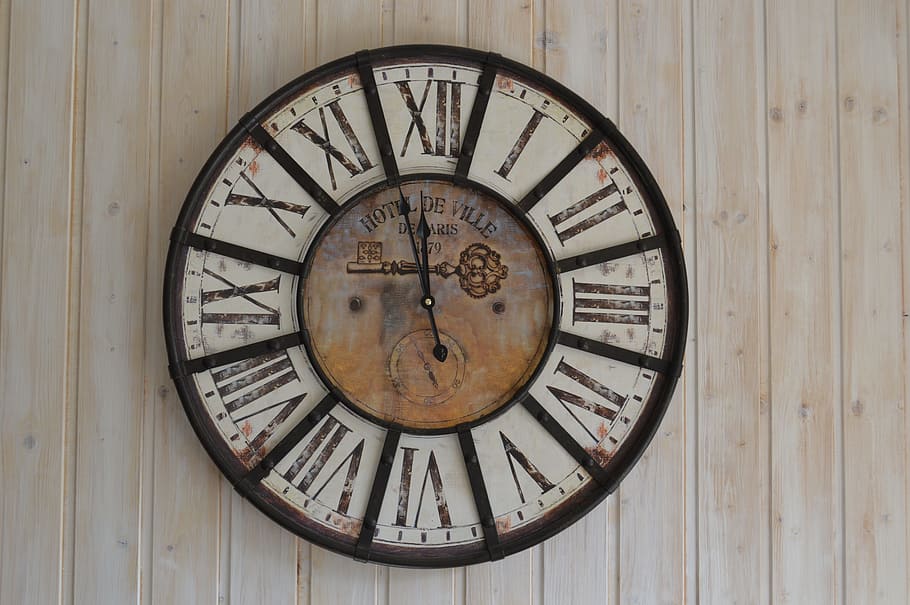 wood, dirty, wall, vintage, antique, architecture, classic, clock HD wallpaper
