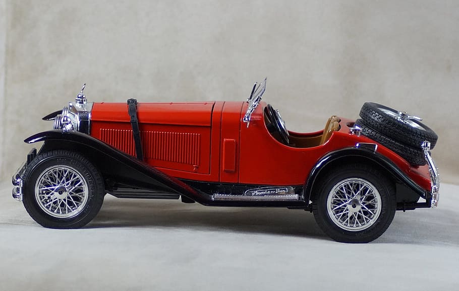 vintage red coupe die-cast, auto, oldtimer, mercedes, benz, automobile