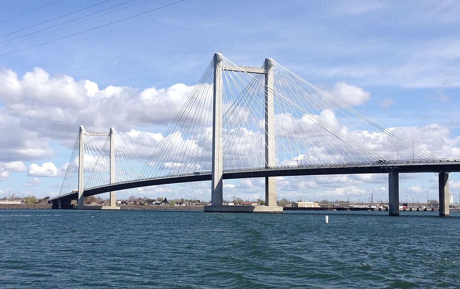 Bridge, Suspension, Cable, River, Water, connect, landmark HD wallpaper