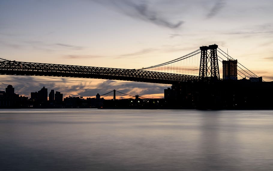 photo of bridge near body of water during night time, landscape photo of bridge near body of water HD wallpaper