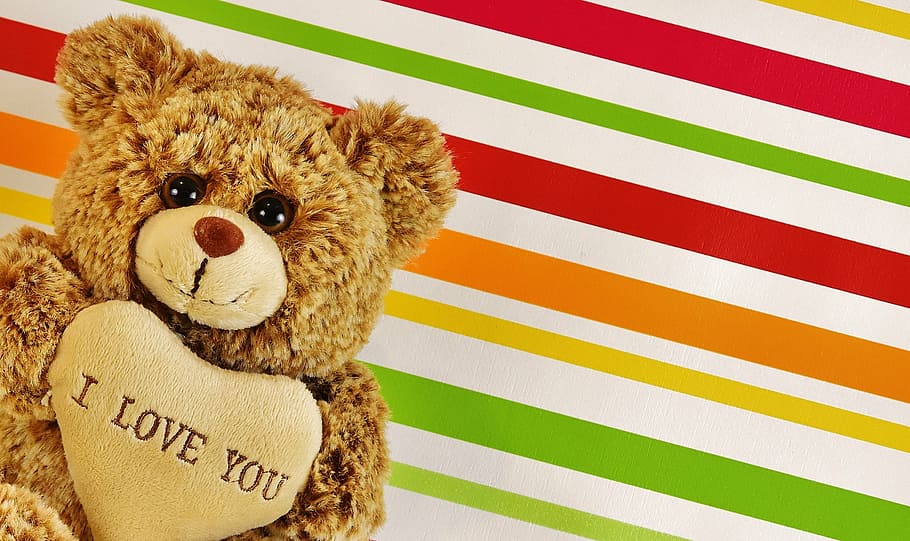 brown bear plush toy, love, teddy, bears, cute, stuffed animal HD wallpaper