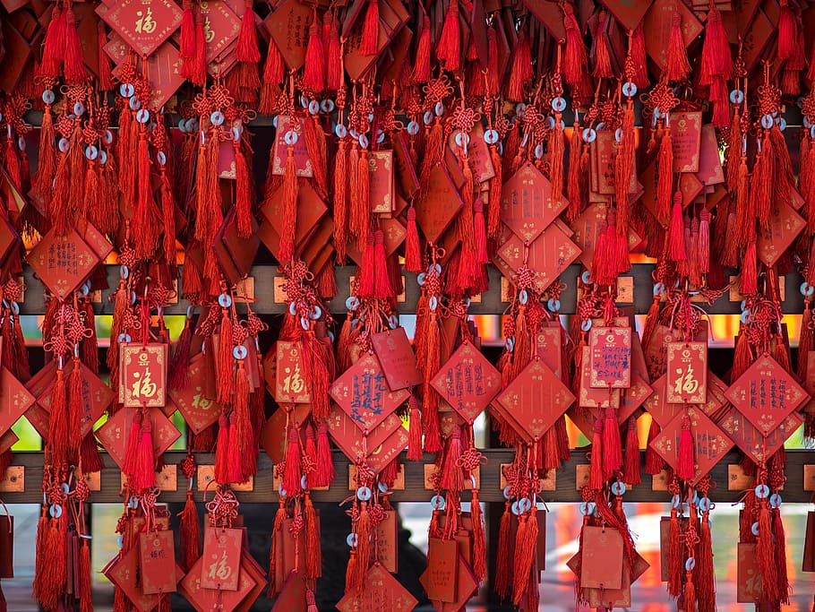 hanging, traditional, style, large group of objects, red, abundance HD wallpaper